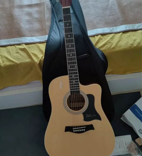 威伯41寸原木色单板吉他，官网购买，就在家...