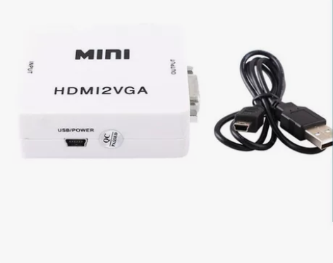 HDMI转VGA转接盒，一端连接hdmi线...
