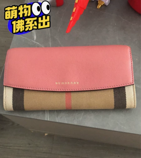 Burberry巴宝莉女士帆布格纹真皮长款...