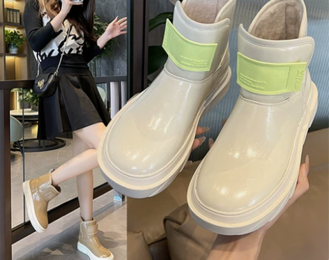 雪地靴女皮毛一体冬加绒保暖棉鞋娃娃大头厚底...