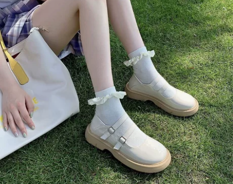 白色玛丽珍小皮鞋女复古英伦风夏季薄款202...