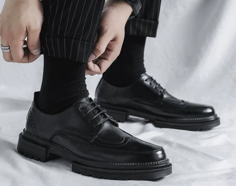 皮鞋男士夏季新款商务正装布洛克英伦风高级感...