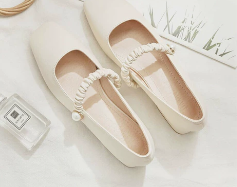 温柔风鞋子女2023春秋季新款方头复古百搭...