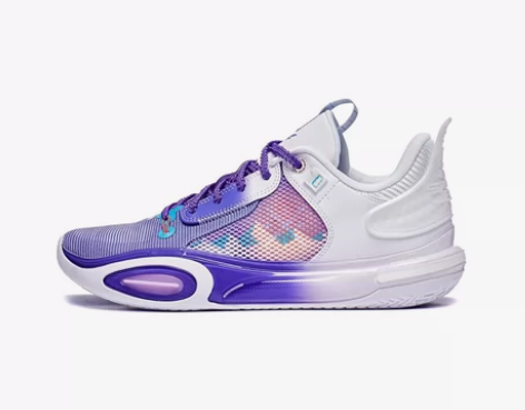 李宁全城11防滑耐磨减震低帮篮球鞋男款紫白...