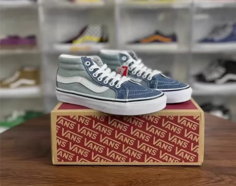 正品VANS SK8-Mid牛仔蓝 清爽配...