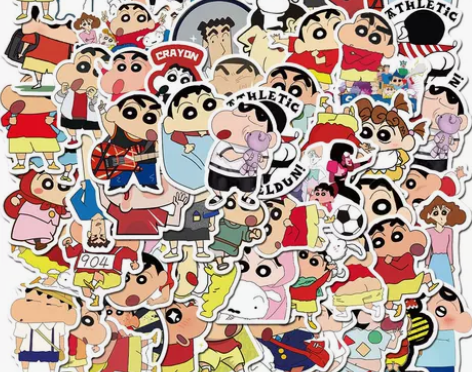 50张日本卡通蜡笔小新贴纸车贴爆款防水涂鸦...