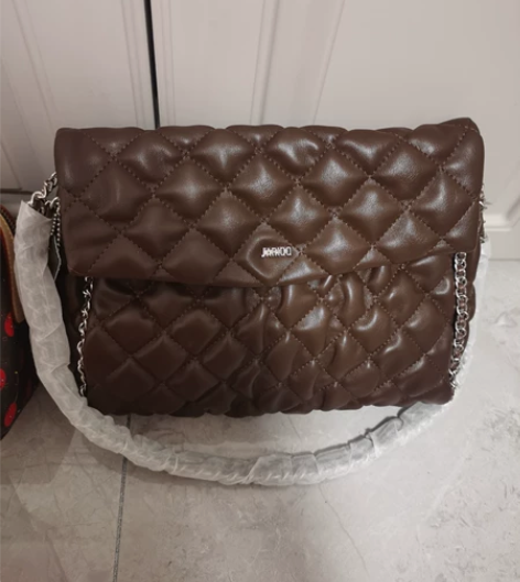 软皮菱格包包，羊皮手感好，中古咖，适合慵懒...