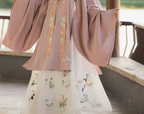 玉术原创汉服女明制立领斜襟长衫齐腰褶裙重工...