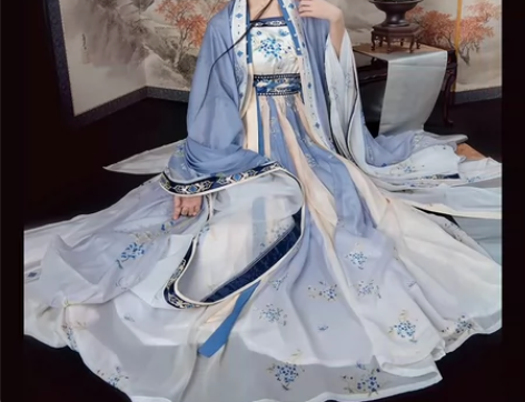 桔屿原创汉服女唐制诃子裙大袖衫【阳春白雪】...