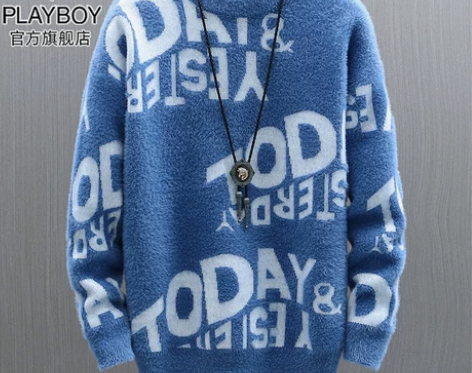 花花公子毛衣男秋冬季宽松潮流加厚款打底针织...