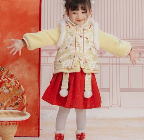 西子问拜年服守岁100码 三件套。黄色上衣...