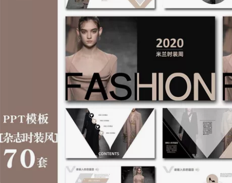 ppt模板欧美杂志风时尚潮流品牌宣传模特走...