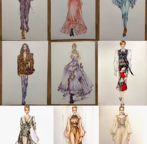 服装画手绘、板绘、灵感版、 ppt 出图快...