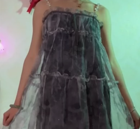 银河玫瑰 欧根纱蓬蓬娃娃裙吊带连衣裙 拍视...